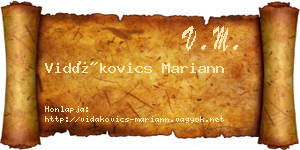 Vidákovics Mariann névjegykártya